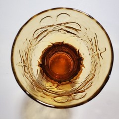 3 Vtg Libbey Country Garden Daisy Glasses Amber Tumblers Boho Retro Gold Flowers