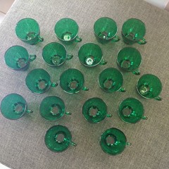 Set of 18 Vintage Anchor Hocking Forest Green Glass Punch Cups