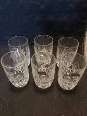 6 Joska Cut Flame Crystal Tumblers Vintage Heavy Elegant German Made