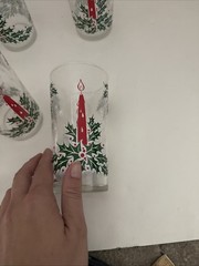 Vtg Set 6 1960’s Christmas Libbey Holly Candle Drinking Glasses 12oz MCM Decor