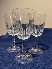 3 Vintage Libbey Solitaire Clear Goblets – Elegant Stemware – 1 Chipped Base