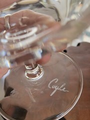Set 2 SIGNED COYLE ETCHED CRYSTAL BIG HORNED SHEEP RAM Brandy Snifter GLASSES