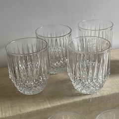 4 Fostoria Stratton Double Old Fashioned Rocks Glass Lead Crystal Vintage