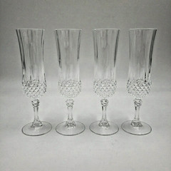 Cristal D Arques Longchamp 8″ Champagne Flutes Lead Crystal Set of 4 Heavy Vtg