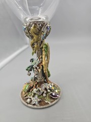 KIRKS FOLLY Dragon Teeasure GOBLET WINE GLASS JEWELS RARE 8″