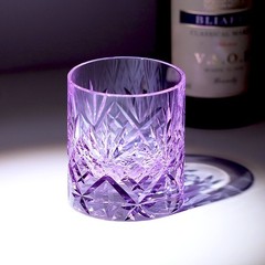 Modern Crystal 7oz Japanese Style Whisky Glass Engraved Purple Crystal Glass