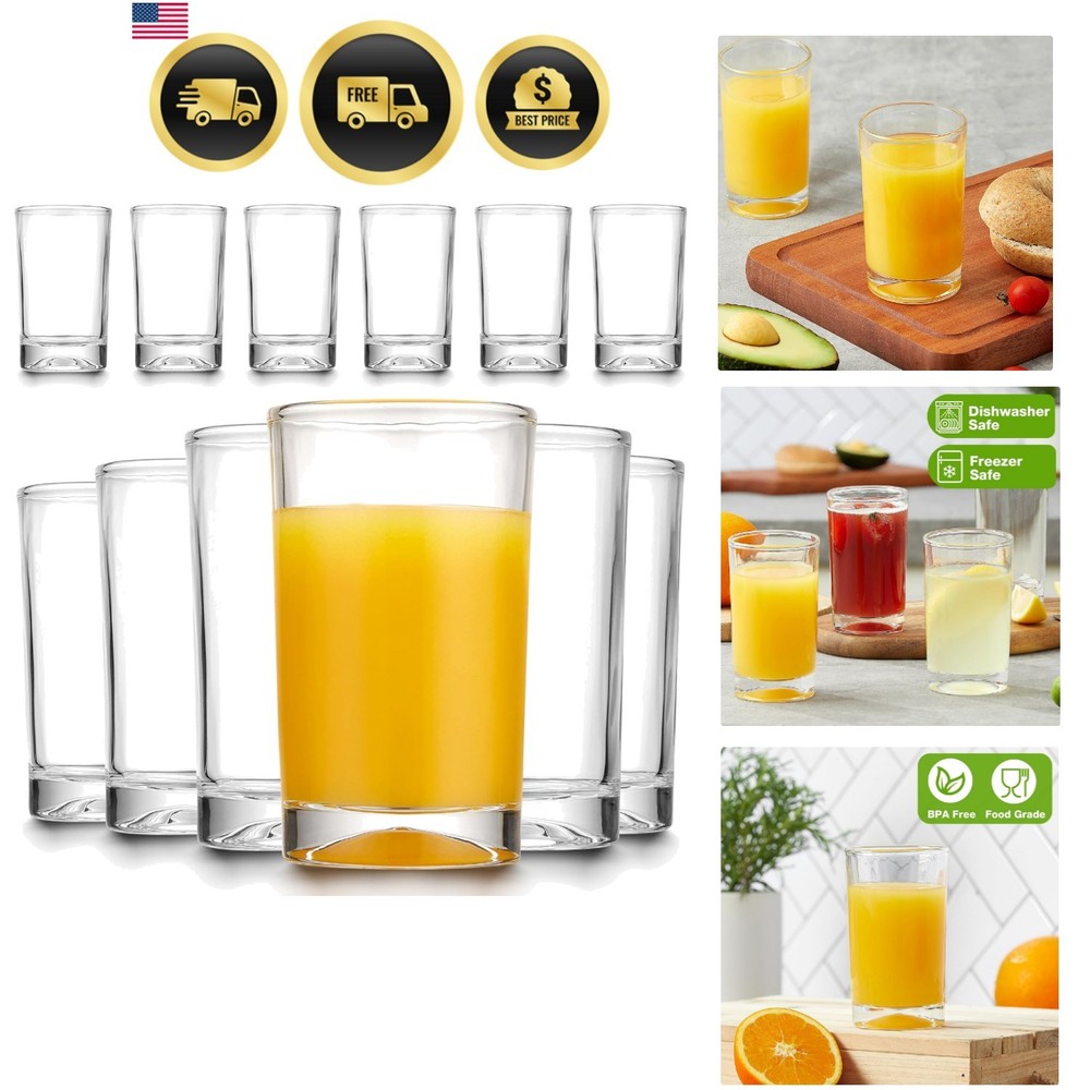 Juice Glasses Set of 6 5.5 Ounce Small Drinking Glasses Clear Durable