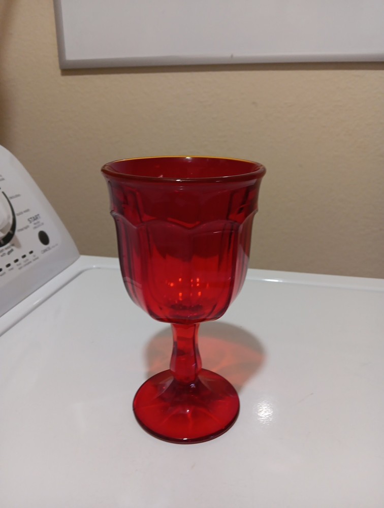 10 Oz Arlington Red Amberina Moser Art Glass Goblet