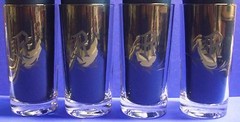 Monogram R MCM Cut Etched 4 Highball Glasses Block Script Vintage Vine Ivy Vtg