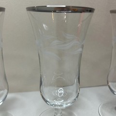 Vintage Nasco Paris Night Parfait Glasses Set of 3 Silver Rim Etched Wheat