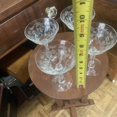 Antique Chintz Champane Coupe Fostoria Set Four Glass Goblet Stems