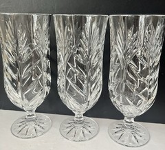 Set of 3 Crystal Glass Fifth Avenue PORTICO Iced Tea Glasses, 8 1/4”