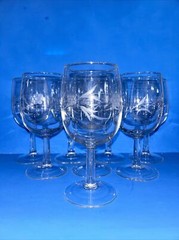 Set 8 Extremely Rare New??? Etched Wine Glasses With Leaves & Grapes (27a-dr)