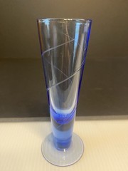 Handblown MCM 2oz Cordial Glass Set Multicolored Etched Footed Barware