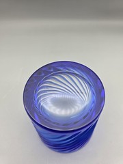 Cristal d’Arques Cobalt Blue Swirl Cut Glass Lowball Glass