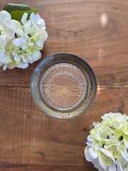 Vintage Glass Crystal Patina Brass Base Candle Holder Or Vase