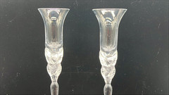Pair Tall Crystal Champagne Flutes Floral Stem 12” Elegant Wedding Toast Glasses