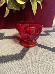 Fenton Crystal- Like Georgian Ruby Sherbert Glass 3″t & 3 1/4″w Great Condition