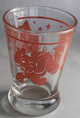 4 Hazel Atlas 1950s Dancing Drunk Pink Elephants 3oz Whiskey Double Shot Glasses