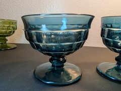 Vintage MCM Whitehall Riviera Blue Champagne/Tall Sherbet Pressed Glass (2)