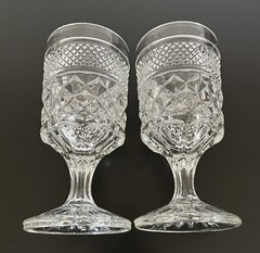 6 Vintage Anchor Hocking WEXFORD CRYSTAL 5-3/8” Claret Wine Glasses GOBLETS