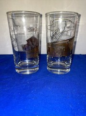 VTG Tumblers Gold Black California Santa Barbara Mission Set of 2 Barware MCM