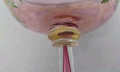 Venetian Enameled Figural Landscape Scene Pink Champagne / Sherbert Glass 6″ #6
