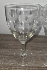 Set of 2 Standard Glass Co Criss Cross & Punties Etched Tall Pair of Water…