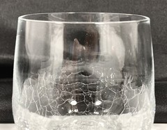 Pier 1 Crackle SLANTED Angled Rim Clear STEMLESS Wine Glass 12 oz 4″ EX RARE