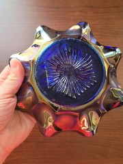 Super Scarce Electric Blue Imperial Carnival Glass Heavy Grape Bowl BUY IT!!
