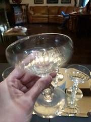 (3) Tall Champagne Sherbet Glasses, Crystal Bryce Puritan stem 894 flute panel
