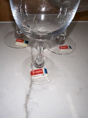 Lot Of 3 FOSTORIA FASCINATION Clear Water/Wine/Champagne Glasses *Mint* Stickers