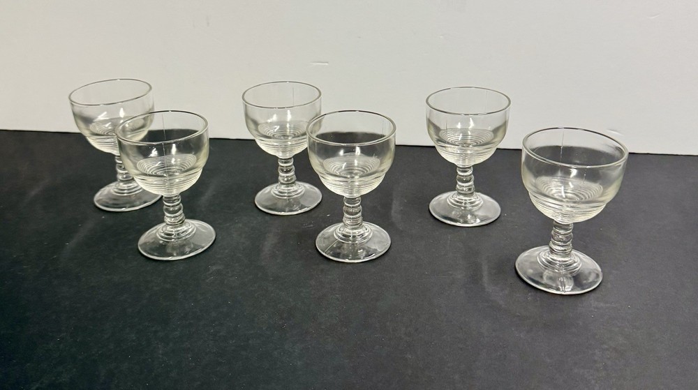 Set of 6 Vtg Anchor Hocking Manhattan Art Deco Cordial Sherry Wine Glasses 1.5oz