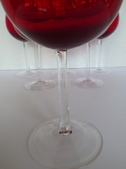 Cranberry Red Clear Stemmed Wine Glass Goblets 7″ High 12 oz. Capacity Set of 6