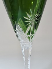 SAINT LOUIS Cordial Glass – Emerald Green- Nelly Pattern – (A20/3)