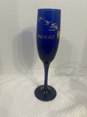 Hawaiian Islands Cobalt Blue Glass Champagne Flutes 8-3/4″ Hawaii R1