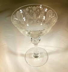 TIFFIN JUNE NIGHT CRYSTAL #17403 6-OUNCE DEEP BOWL SAUCER CHAMPAGNE TALL SHERBET