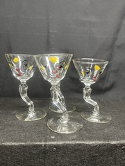 (4) Beau Brummel Novelty Tipsy Cocktail Bar Glasses One With Chip SEE PICTURES