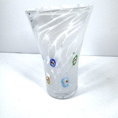 Amici Hand Blown Art Glass Tumbler Millefiori Confetti Swirl 6in