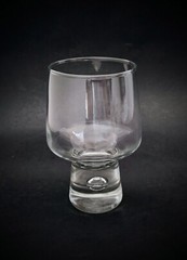 Set Of 3 Clear Weighted 5 3/4″ Glass Tumblers Suspended Air Bubble Stem 15 oz