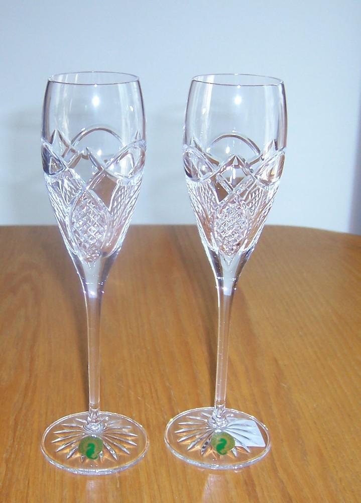 Waterford Crystal Champagne Celtic Knot Celebration Toasting Flutes NIB