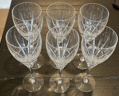 Six Da Vinci «Carrara» pattern crystal water goblets 9 1/2in