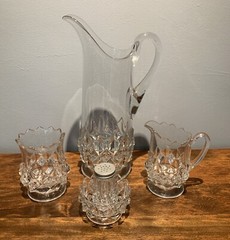 EAPG – U.S. Glass No. 15001 O’Hara Tankard 5 Piece Lot: Star & Diamond Pattern