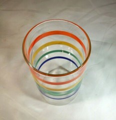 FEDERAL1930’S FIESTA COLORS RED YELLOW GREEN COBALT 5-OUNCE FLAT JUICE TUMBLER!