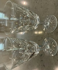 2 Waterford Crystal Ashling Water Goblets / Wine Glasses ~ Ireland~ 6 7/8″ Tall