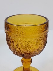 Vintage Set of 8 Indiana Tiara Sandwich Pattern Amber Glasses 4 1/8″ Tall