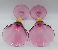 Antique Pair of Italian Murano Salviati Wine/Toasting Goblets, Circa 1925