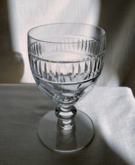 Bryce crystal cut goblet 5.5″ high. panels and vertical cuts. wafer in stem.