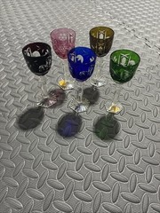 A set of 5 Echt Bleikristall 24% Real Lead Cut Crystal Wine Glasses Rare 🔥