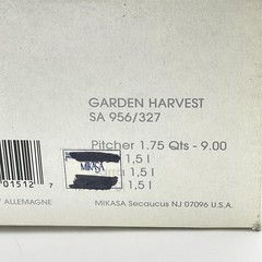 Mikasa Garden Harvest Clear Glass Pitcher 1.75 Qt 9″ Embossed Fruit Germany